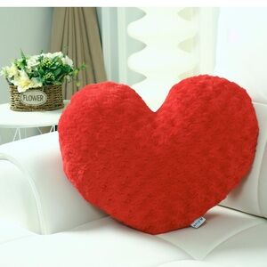 Red Heart-Shaped Plush Pillow